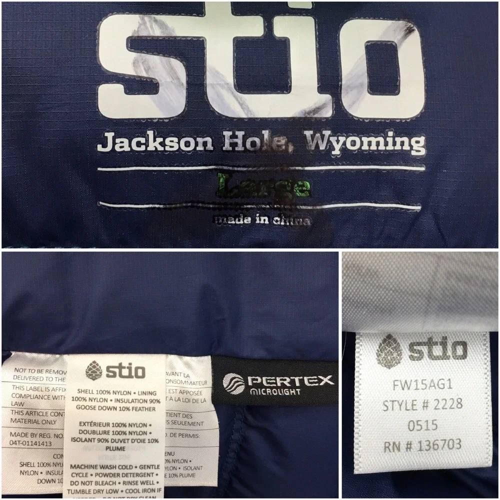 Stio Hometown Down Hooded Vest Mens Large Blue Goose Down Puffer Pertex Shell